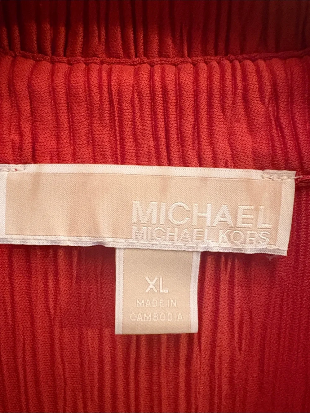 Michael Kors Red Elastic-Waist Pleated Dress